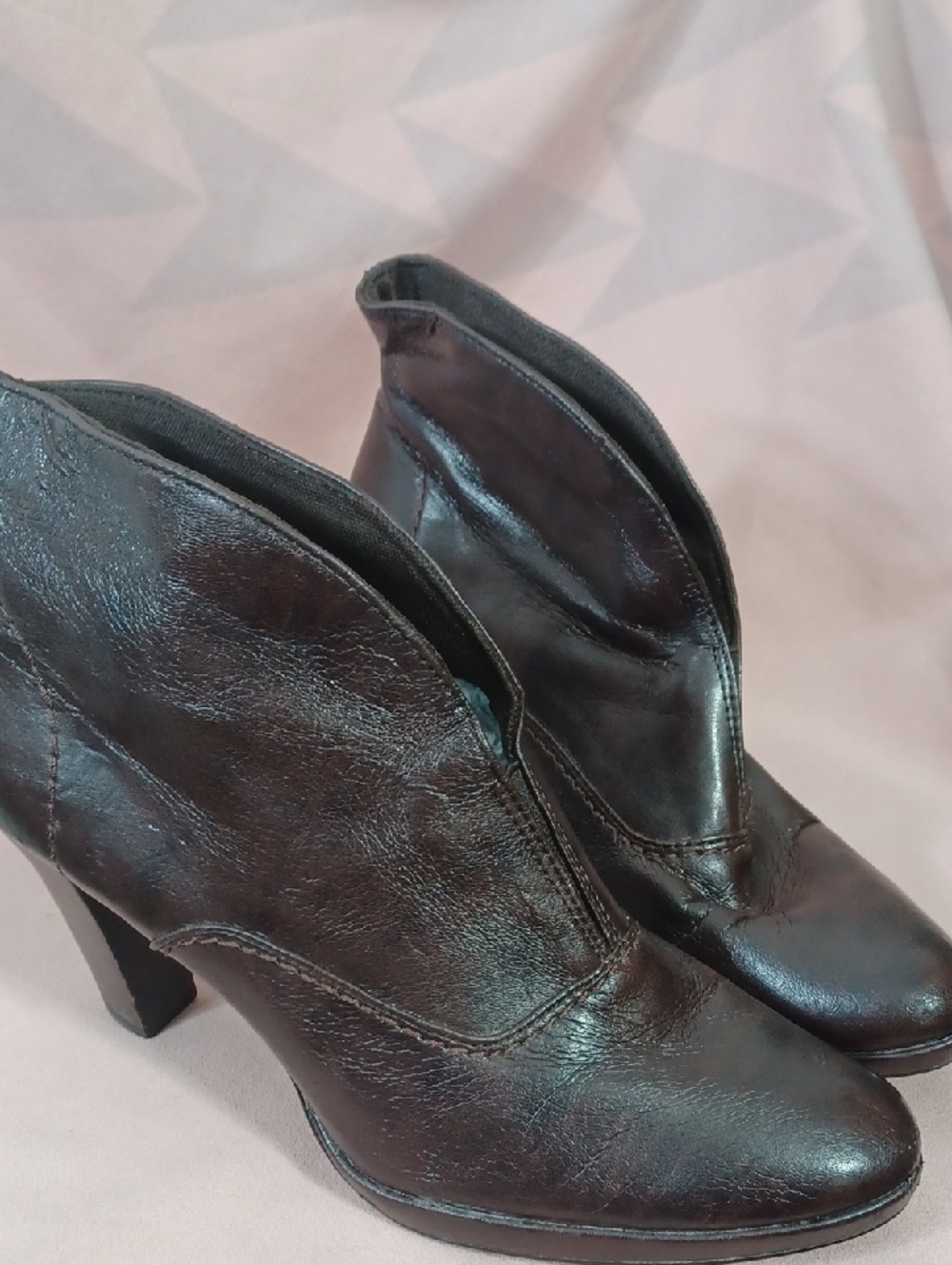 Women's Dark Brown Leather Heeled Ankle Boots